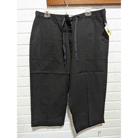 Westbound Women's Black High Rise Skimmer Ribbon Tie Waist Capri Pants 16 NWT - Picture 1 of 5